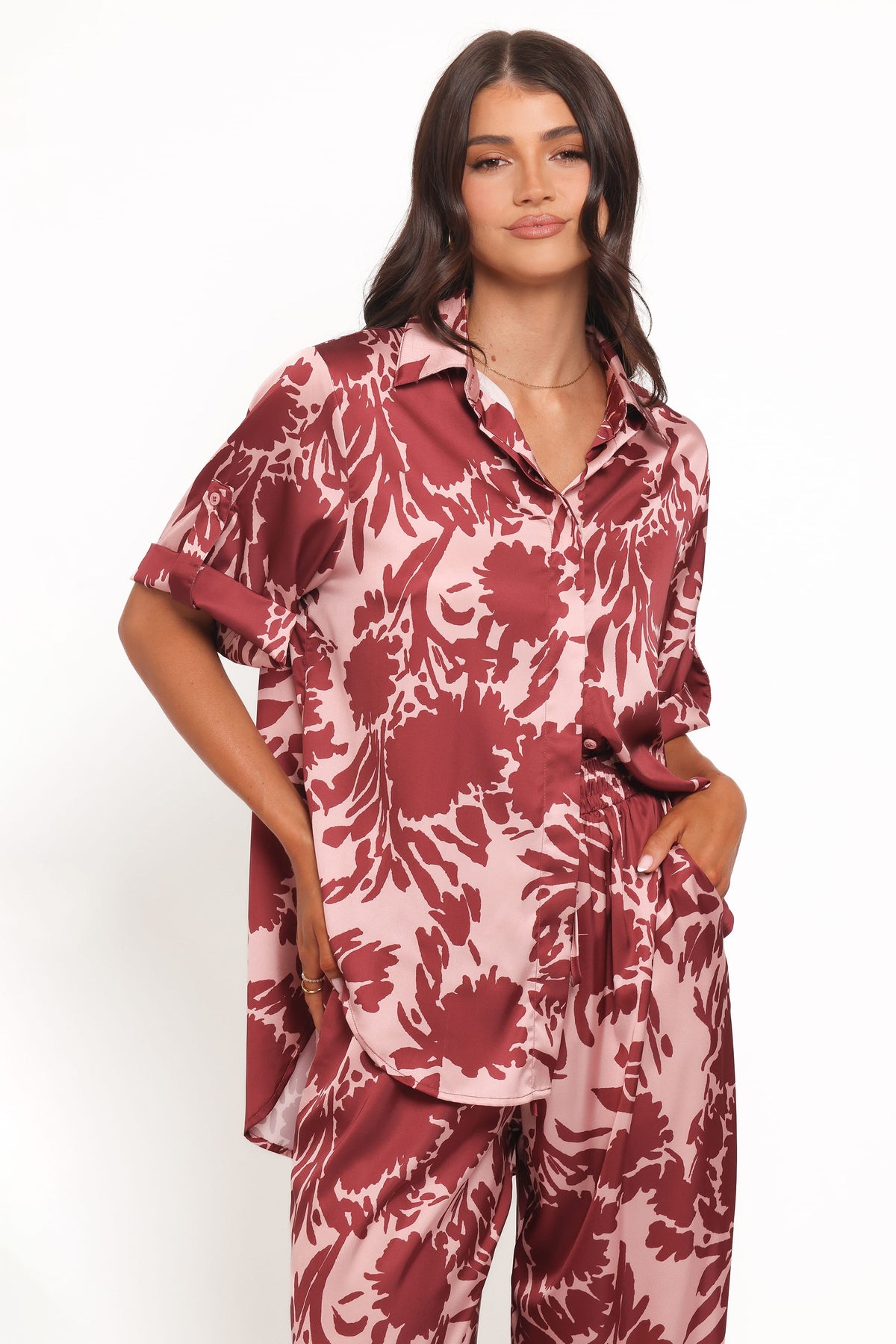 Elysia Shirt - Pink Burgundy
