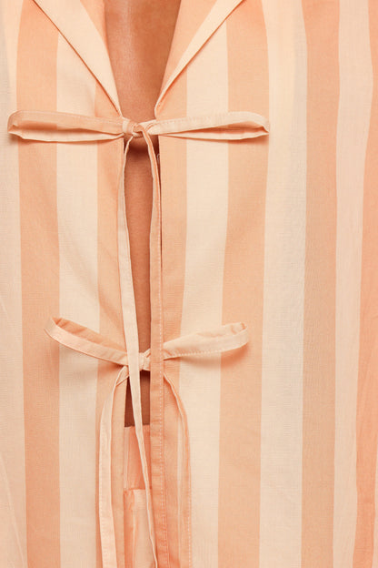 Essie Tie Front Shirt - Terracotta Stripe