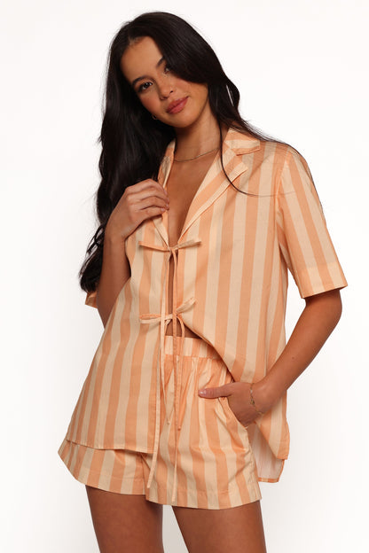 Essie Tie Front Shirt - Terracotta Stripe