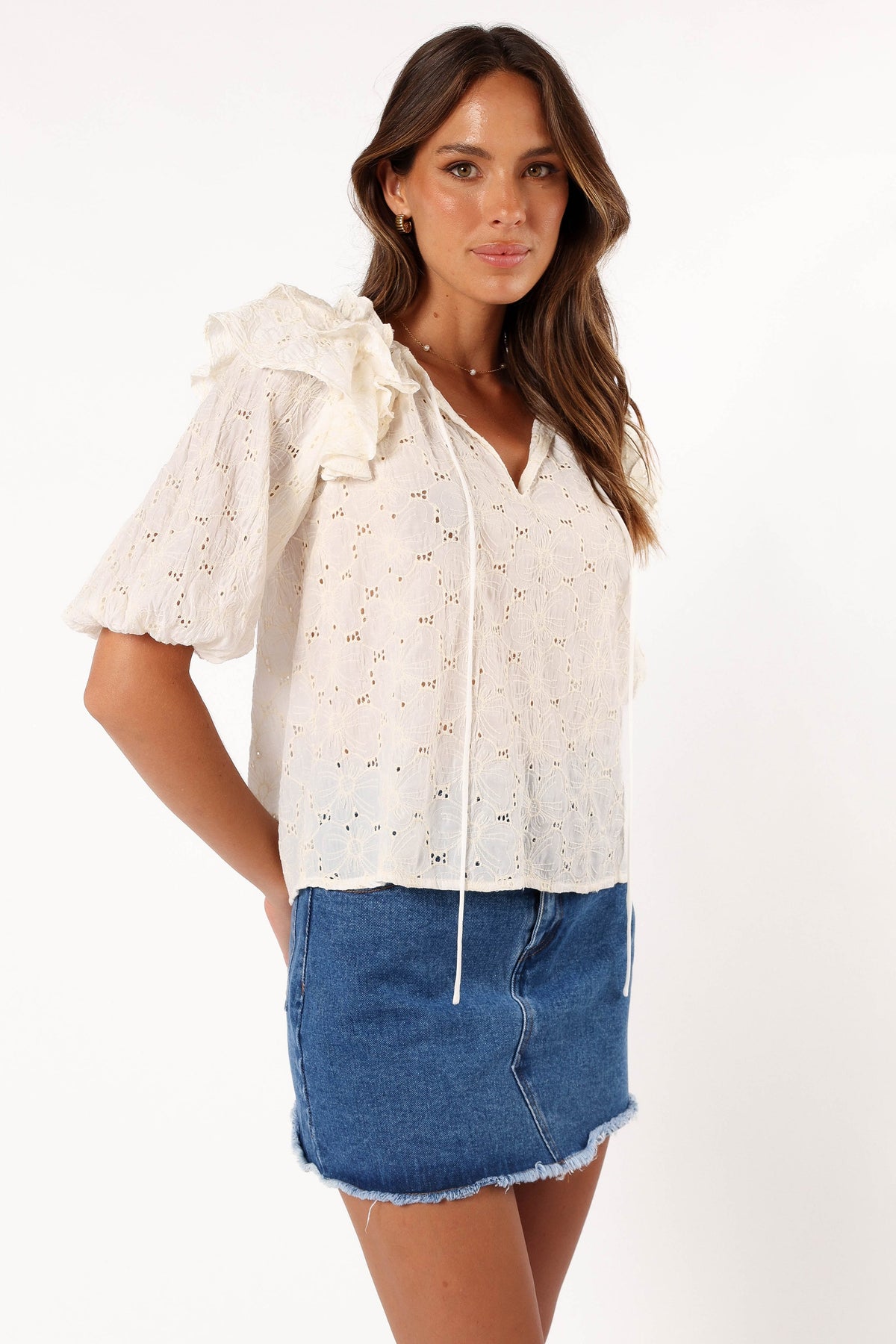 Iris Ruffled Top - Cream