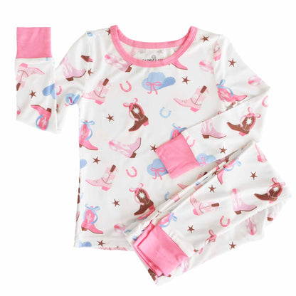 Boot Scootin' Two Piece Pajama Set | Pink