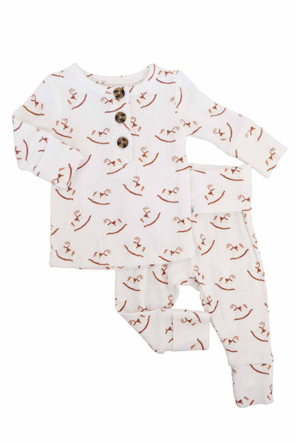 2pc Pointelle Button Top & Bottom | Rock-A-Bye