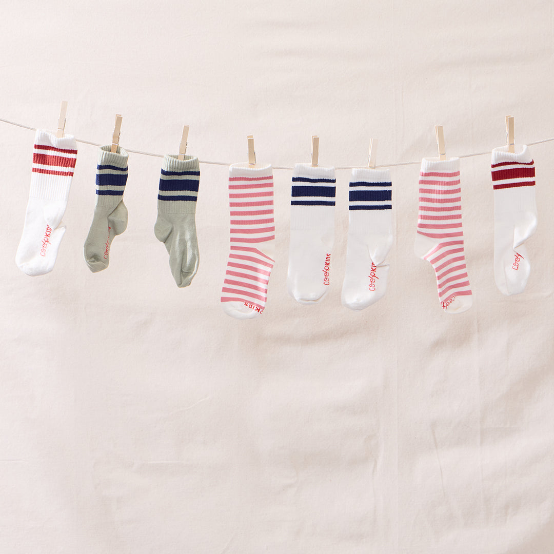 Scooter Mid Crew Sock - Pink Stripe