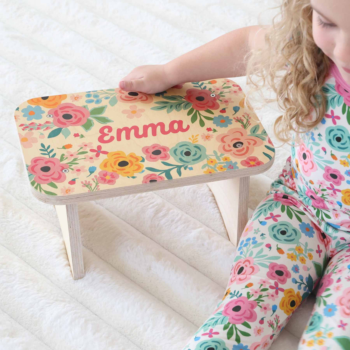 Kids Personalized Step Stool | Pretty Poppies